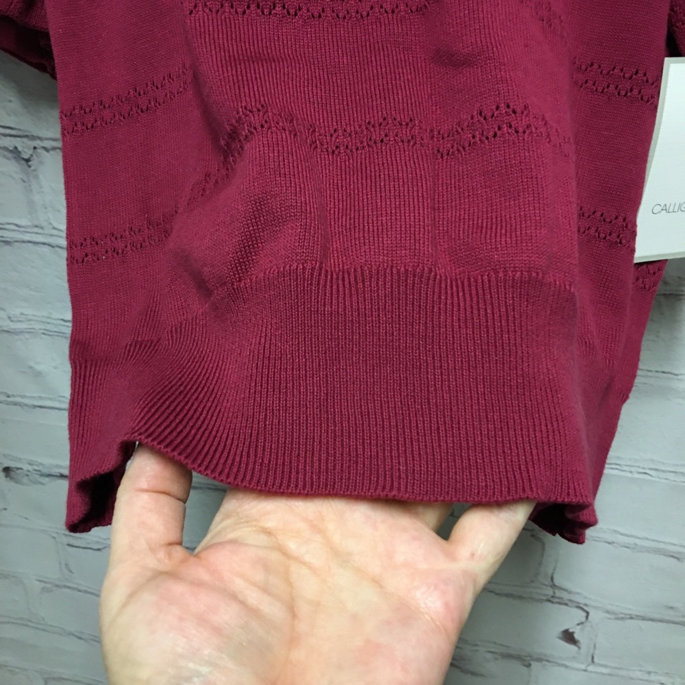 NEW Red SWEATER TOP OVERSIZED Puff Sleeves  Raspberry SZ M - Picture 5 of 11